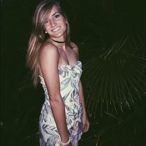 Floral strapless romper